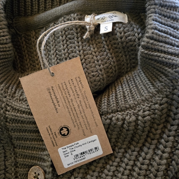 NWT The Simple Folk Olive The Chunky Knit Cardigan Small - Picture 6 of 6